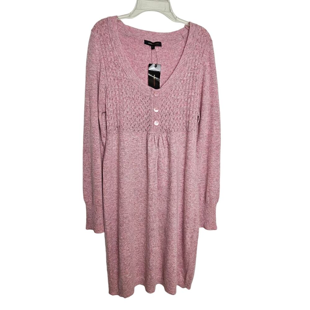 BCBGMaxAzria NWT Womens Pink Angora Wool Blend Sweater Dress Sz L Cottagecore